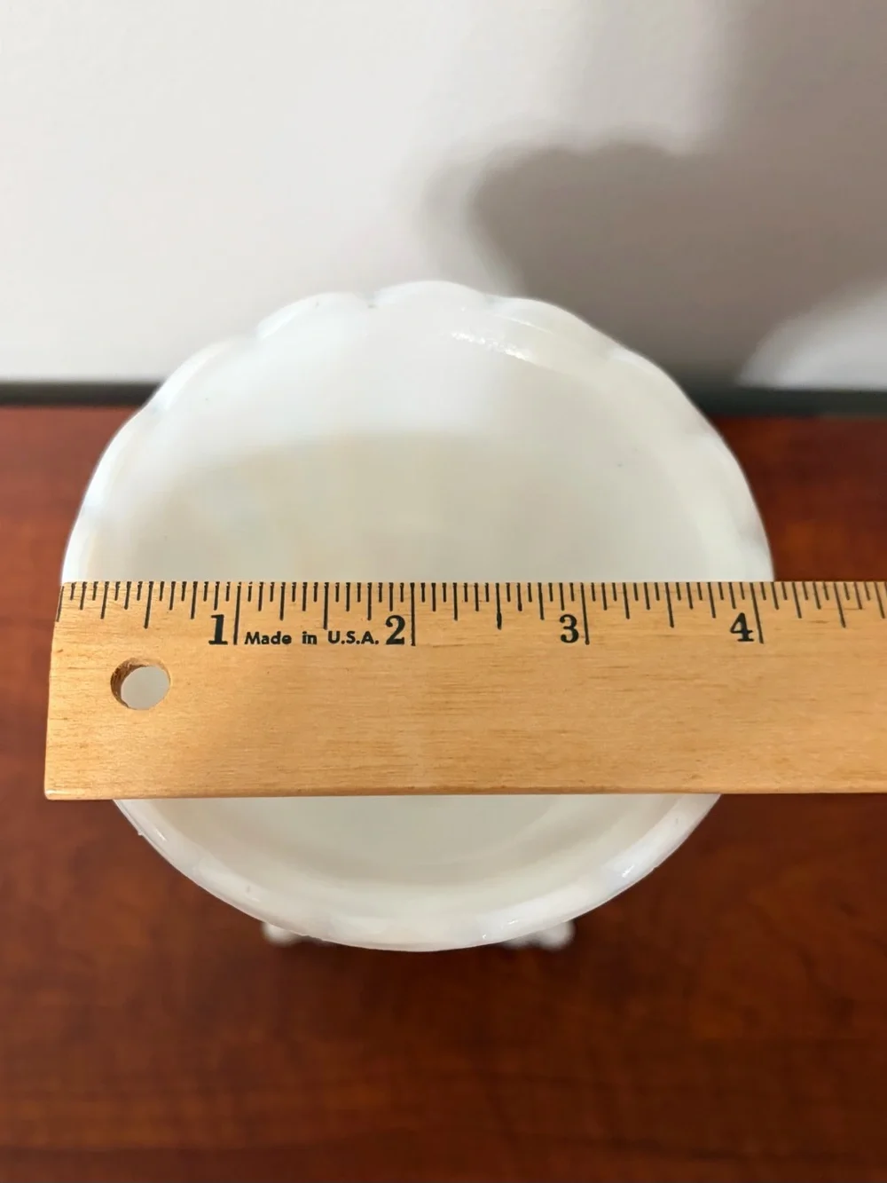 White Milk Glass Scalloped Pedestal Vase